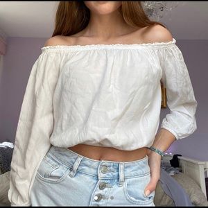 Brandy Melville white off the shoulder top cropped